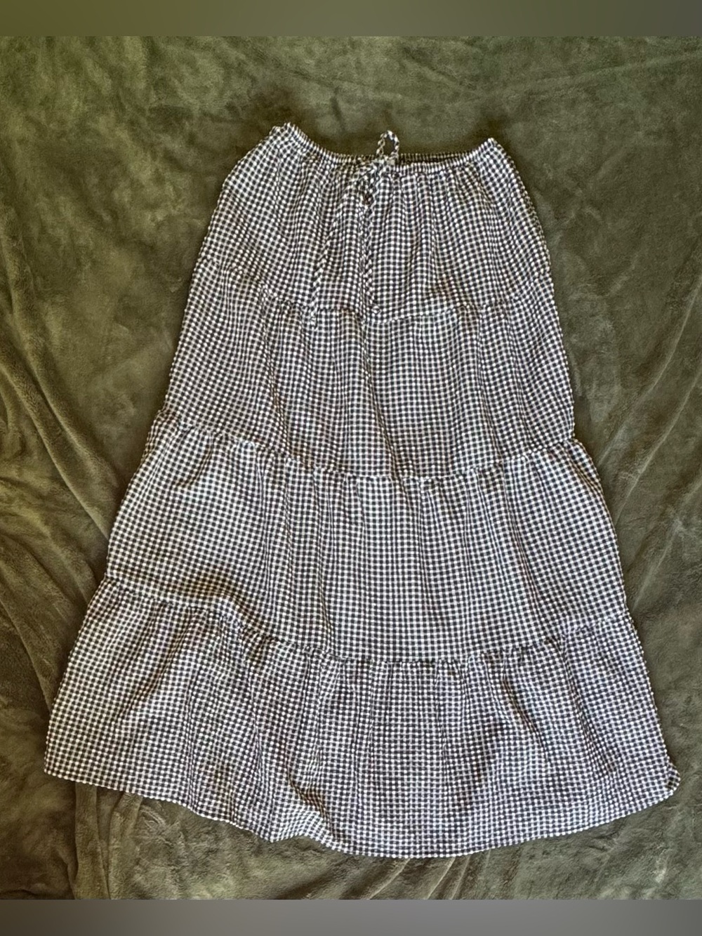 Sienna Sky Black & White Gingham Tiered Maxi Skirt - Picture 1 of 5